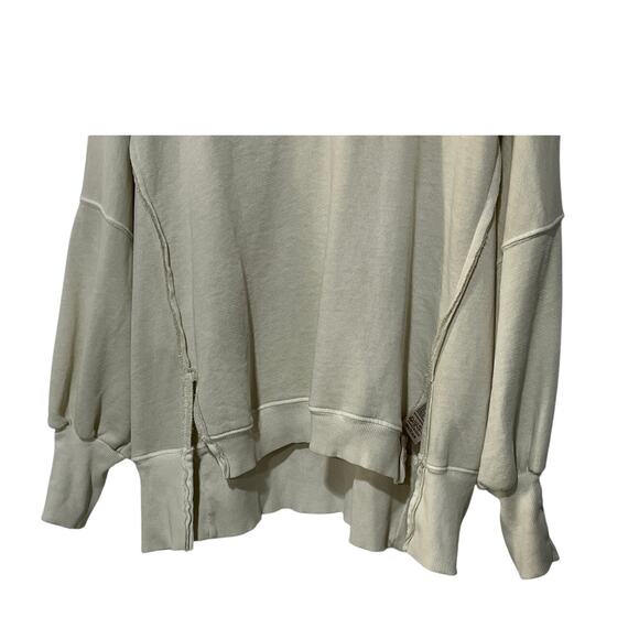 FREE PEOPLE WOMENS SIZE LARGE CAMDEN HENLEY SLOUCHY SWEATSHIRT IVORY NEW - Picture 8 of 15